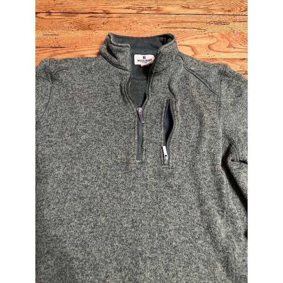 WOOLRICH Sweater Men's Medium Green 1/4 Zip Pullover Poly Classic Sweatshirt - Picture 2 of 7